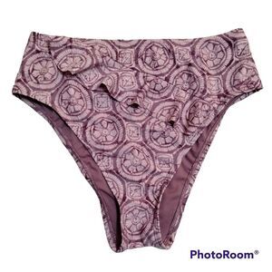 NWOT Shade & Shore Ruffled Purple Bikini Bottom High Leg High Waisted Sz M